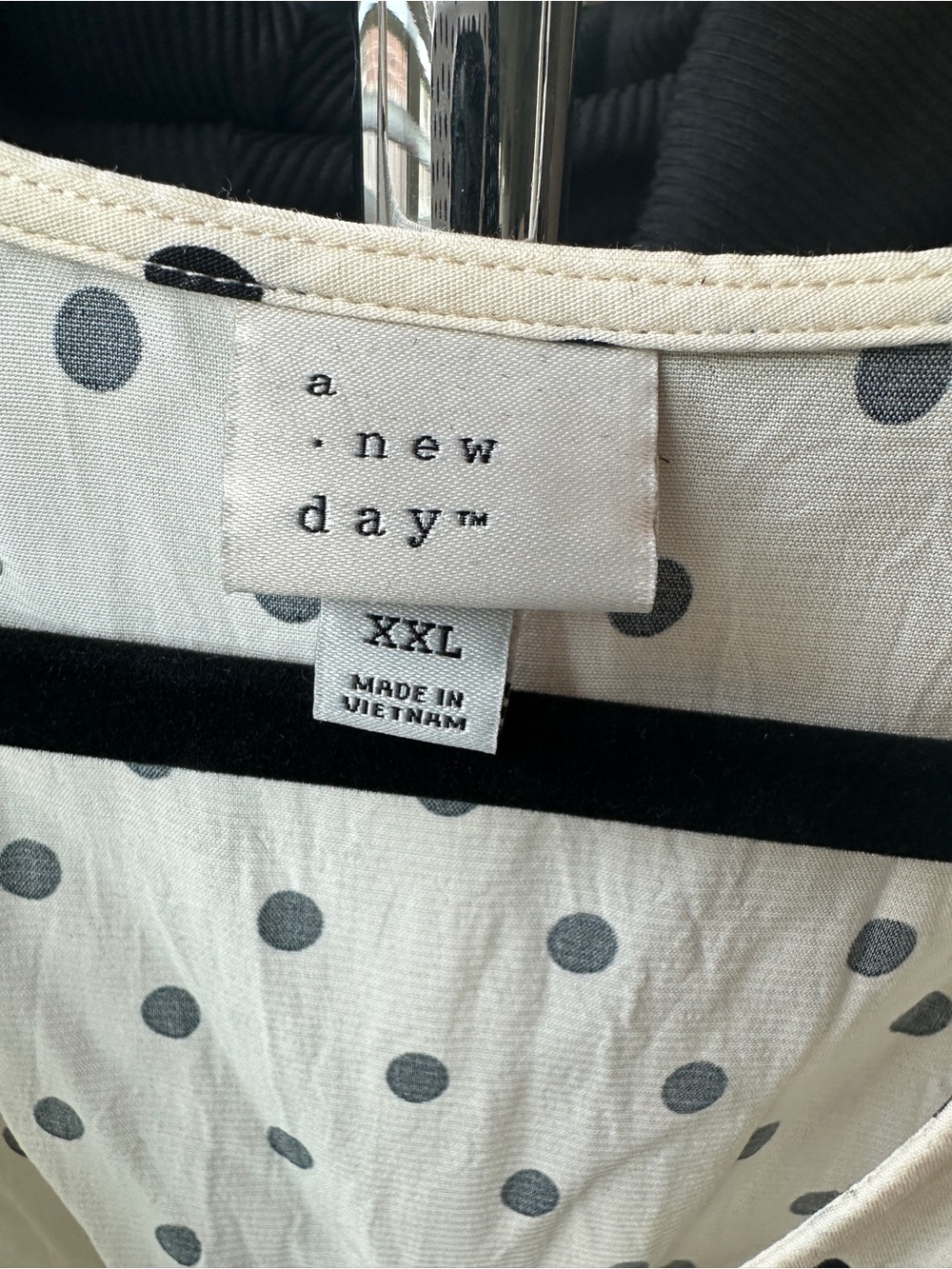 a new day Black and Cream Polka Dot V-Neck A-Line Midi Dress - Picture 5 of 6